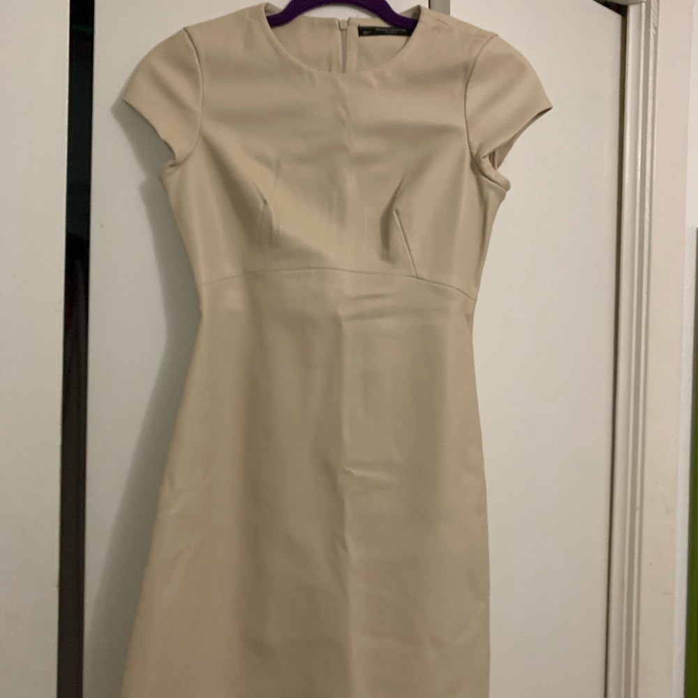 Zara Faux Leather Tan Mini Dress